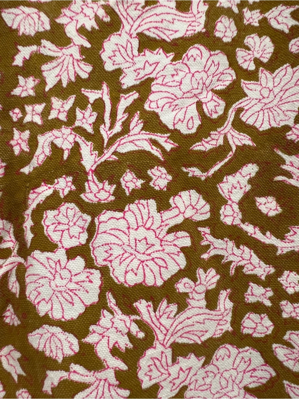 Woman’s SZ Blockprint Floral Pants in Pink and Brown L - Picture 2 of 5
